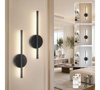 TaoFiaCo 40 cm LED Aplique de Pared Interior Recargable, Negro, 2 Piezas