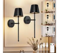TaoFiaCo LED Aplique de Pared Interior Recargable, Negro, Long, 2 Piezas