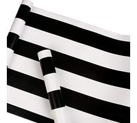 Taogift Papel pintado autoadhesivo de vinilo a rayas blancas y negras para muebles, para paredes, armarios, estantes, tocador, cajón, calcomanía (45CMX3M)