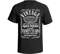 TAOKEBEAR Birthday Vintage 30Th 50Th Year Old Funny Choose Your Year Unisex 100% Cotton Short-Sleeve T-Shirts Black S