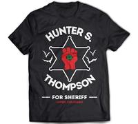TAOKEBEAR Fit Hunter Thompson Unisex 100% Cotton Short-Sleeve T-Shirts Black L