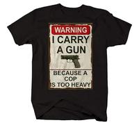 TAOKEBEAR I Carry A Gun A Cop Too Heavy 2A NRA Unisex 100% Cotton Short-Sleeve T-Shirts Black L