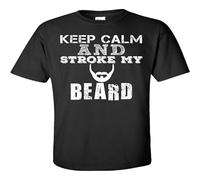 TAOKEBEAR Keep Calm and Stroke My Beard Unisex 100% Cotton Short-Sleeve T-Shirts Black S