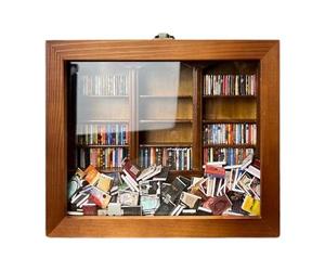 TAOLE Estantería en miniatura AnxietyS, Shake Away Your AnxietyS, mini libros de madera, pequeña biblioteca para aliviar el estrés, vitrina de exhibición para amantes de los libros, decoración de