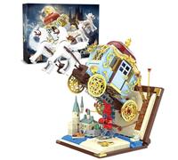 TaoLeLe Juego de bloques de construcción de carruaje volador, 712 piezas, castillo, libro, juguete de construcción, bloques de construcción, 2 en 1, desmontable, fantasía de cuento de hadas para
