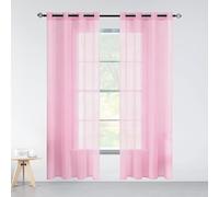 TAOLITAO Cortina de Gasa 250 x 120 cm con Ojales Moderna Cortinas Cortinas Poliéster para Dormitorio Matrimonio Habitacion Juvenil Cocina Oficina, Rosa