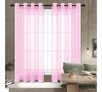 TAOLITAO Cortina Translúcida 200 x 120 cm Transparente Cortina de Salon Habitacion Modernas Fácil de Limpiar y sin Arrugas para Salon, Exterior Terraza, Rosa
