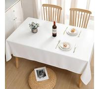 TAOLITAO Mantel Impermeable 115 x 225 cm Impermeable y Antimanchas Mesa Resistente y Fácil de Limpiar para Banquetes para Todo El Año, Blanco