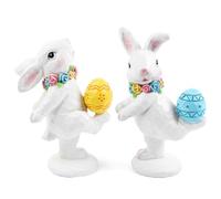 TaoQ C 2 Pieza Figurinas de Conejo de Pascua Estatuas de Resina de Conejo de Pascua Blanca Figura de Resina de Conejo de Primavera para Pascua Primavera Casa Casa Mesa Centerpieces Decoración
