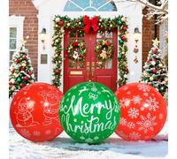 TaoQ C 3 pieza 81 CM Bolas inflables de Navidad PVC bolas inflables al aire libre de Navidad para la decoración de la puerta delantera de las vacaciones del jardín del césped del jardín