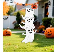 TaoQ C Señal de patio fantasma de metal con calabaza Señales del jardín de Halloween para jardín al aire libre Patio Pathway Decoraciones de fiesta de terror
