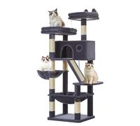 Taoqimiao Árbol para gatos grandes de 57.5 pulgadas, condominio de felpa multinivel con 8 postes rascadores, 2 posaderas, cueva, hamaca, 2 pompones, tabla de rascar para gatos de interior -MS026G