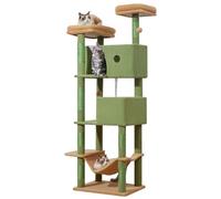 Taoqimiao Árbol para gatos grandes de 70.4 pulgadas, condominio de felpa multinivel con 7 postes rascadores, 2 perchas de lujo, 2 cuevas, hamaca, 2 pompones, tabla para rascar para gatos de interior