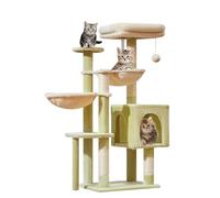 Taoqimiao Árbol para gatos, torre de gato de 39.4 pulgadas para gatos de interior, adecuado para gatitos, condominio de felpa con 5 postes rascadores, percha de felpa, 2 hamacas, pompones, MS019GB