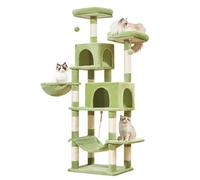 Taoqimiao Árbol para gatos, torre para gatos de 66.2 pulgadas para gatos de interior, condominio de felpa multinivel con 12 postes rascadores, 2 posaderas, 2 cuevas, hamaca, 2 pompones, MS013GR verde