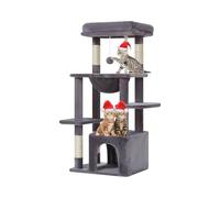 Taoqimiao Árbol para gatos, torre para gatos de interior de 39.4 pulgadas, adecuado para gatitos con lujoso condominio para gatos con hamaca suave y lujosa percha MS027G, gris ahumado