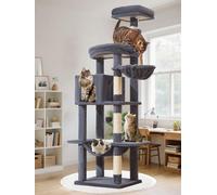 Taoqimiao MS042G Árbol para gatos, torre grande para gatos de 66 pulgadas con postes rascadores, plataforma grande de lujo para gatos grandes con hamaca suave, cesta ajustable, vela de lujo para gatos