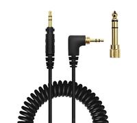 Taoricen Cable de audio Compatible con Panasonic Technics EAH-DJ1200 Auriculares, Retráctil Muelle Cable de auriculares, con 6,35 mm Adaptador (1.4~3.3m)