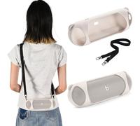 Taoricen Funda de Silicona Compatible con Beats Pill Altavoz, Estuche Protector con Correa para el Hombro, Bolsa portátil (Blanco)