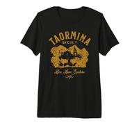 Taormina Sicilia Italia Souvenir Diseño Envejecido Camiseta Premium