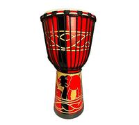 TAOSKNE Tambor Djembe, Bongo Congo, tambor africano, tambor de mano profesional de 10 pulgadas, no fabricado en China (elefante rojo)