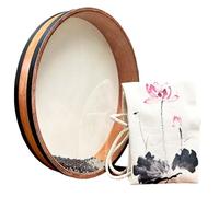 TAOSKNE Tambor oceánico de 12 pulgadas, piel de oveja de madera, instrumento de curación musical, tambor de onda de energía sónica, meditación de yoga, liberación de presión (viene con mochila de