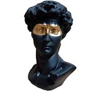 Taotenish Estatua de cabeza de David griego, clásica, moderna, simple, resina negra, 6 pulgadas de alto x 6 pulgadas de ancho x 6 pulgadas de profundidad, decoración del hogar y la oficina