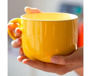 Taoyanmo Gran tazón de sopa de cerámica, 650 ml, tazón para sopa/taza de café/ensaladera, apto para microondas, para leche, ensalada, capuchino, cereales (amarillo)
