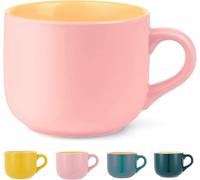 Taoyanmo Tazón grande de sopa de 650ML/22OZ, taza de sopa de grano de cerámica/taza de café/tazón de ensalada, taza apta para microondas, para leche, ensalada, capuchino, cereal (Rosa)