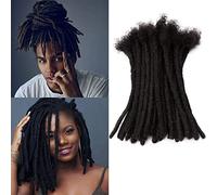 TAOYEMY Dreadlock Extension 12 inch 100% Human Hair Afro Kinky Black 10 Strands Fashion Crochet Braiding Hair for man/women (1B, 0.8cm-12inch-10 pieces)