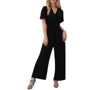 Taoyule pantalones de piernas anchas para mujeres vestidos casuales integrados con cuello en V y cintura alta, sudaderas de verano y bolsillos de pantalones de lino
