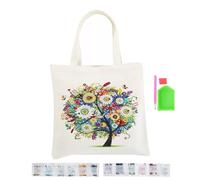 TAOZHUGONG Bolsa de la compra de pintura de diamantes, bolsas de la compra de punto de cruz, 5D DIY, Blanco