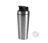 TAOZHUGONG Caldera de acero inoxidable con escala, botella de proteínas, coctelera de proteínas de acero inoxidable con bola agitadora, vaso agitador para correr, fitness (A)