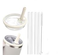 Tapa a prueba de fugas para la Copa Stanley,1 Pack repuesto apto para la Copa Stanley, Reutilizable Vaso Cubierta Juegos con 4 pajitas y 1 cepillo de limpieza (Cream, 30 oz)