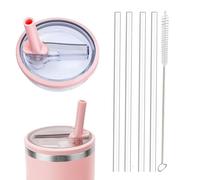 Tapa a prueba de fugas para la Copa Stanley,1 Pack repuesto apto para la Copa Stanley, Reutilizable Vaso Cubierta Juegos con 4 pajitas y 1 cepillo de limpieza (Pink, 30 oz)