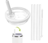 Tapa a prueba de fugas para la Copa Stanley,1 Pack repuesto apto para la Copa Stanley, Reutilizable Vaso Cubierta Juegos con 4 pajitas y 1 cepillo de limpieza (White, 30 oz)