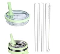 Tapa a prueba de fugas para la Copa Stanley,1 Pack repuesto apto para la Copa Stanley, Reutilizable Vaso Cubierta Juegos con 4 pajitas y 1 cepillo de limpieza (Green, 30 oz)