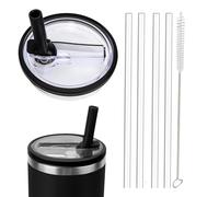 Tapa a prueba de fugas para la Copa Stanley,1 Pack repuesto apto para la Copa Stanley, Reutilizable Vaso Cubierta Juegos con 4 pajitas y 1 cepillo de limpieza (Black, 40 oz)