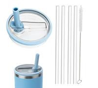 Tapa a prueba de fugas para la Copa Stanley,1 Pack repuesto apto para la Copa Stanley, Reutilizable Vaso Cubierta Juegos con 4 pajitas y 1 cepillo de limpieza (Blue, 30 oz)