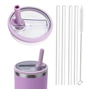 Tapa a prueba de fugas para la Copa Stanley,1 Pack repuesto apto para la Copa Stanley, Reutilizable Vaso Cubierta Juegos con 4 pajitas y 1 cepillo de limpieza (Purple, 30 oz)
