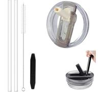 Tapa a prueba de fugas para Stanley Quencher H2.0 0.89 l, no apta para Stanley IceFlow 0,89 l, juego de tapas de vasos con 2 pajitas y 1 cepillo de limpieza, extraíble, fácil de limpiar (blanco, 30 oz