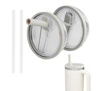 Tapa a Prueba De Fugas para Taza Stanly, 2 Piezas Tapas de Repuesto Reutilizables para Stanly Cup de 40 oz con 2 Pajitas, Reutilizables Accesorios Stanly Cup, Blanco