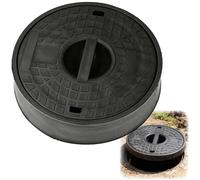 Tapa Arqueta y Marco Redondo de PE, Tapa de Tanque Séptico con Asa, Antideslizante para Patio, Alcantarillado y Pavimento, Apertura Giratoria(46.4 * 6.5cm/18.3 * 2.6in)