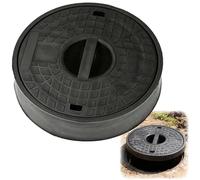 Tapa Arqueta y Marco Redondo de PE, Tapa de Tanque Séptico con Asa, Antideslizante para Patio, Alcantarillado y Pavimento, Apertura Giratoria(63.2 * 6.8cm/24.9 * 2.7in)