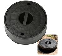 Tapa Arqueta y Marco Redondo de PE, Tapa de Tanque Séptico con Asa, Antideslizante para Patio, Alcantarillado y Pavimento, Apertura Giratoria(31.8 * 6.2cm/12.5 * 2.4in)