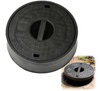 Tapa Arqueta y Marco Redondo de PE, Tapa de Tanque Séptico con Asa, Antideslizante para Patio, Alcantarillado y Pavimento, Apertura Giratoria(20.9 * 6.2cm/8.2 * 2.4in)