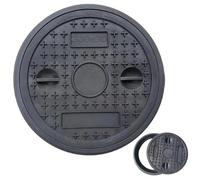 Tapa Arqueta y Marco, Tapa para Tanque Séptico de PE con Asa, Cubierta de Alcantarillado Reforzada y Antideslizante para Patio, Jardín o Pavimento, Carga de 500 Kg