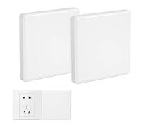 Tapa ciega para enchufe, cubierta para interruptor de luz, 8,6 x 8,6 cm, cubierta blanca, placa de pared de doble capa para enchufes o interruptores no utilizados (blanco)