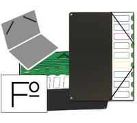 Carpeta clasificador tapa de plastico pardo folio -9 departamentos negro