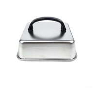 Tapa cuadrada de acero inoxidable con asa, retención de calor para carne para cocinar uniformemente, cubierta de barbacoa resistente a la corrosión para carne y hamburguesas, 16/21/26 cm (16 cm)